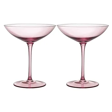 Blush Pink Champagne Coupes Set - Elegant 12oz Toasting Glasses