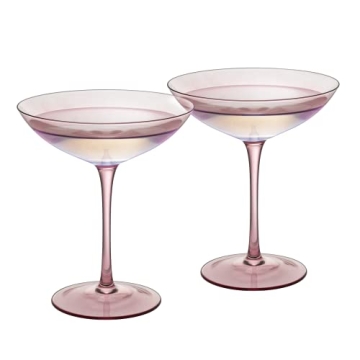 Blush Pink Champagne Coupes Set - Elegant 12oz Toasting Glasses