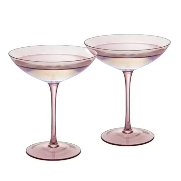 Blush Pink Champagne Coupes Set - Elegant 12oz Toasting Glasses