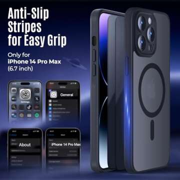 Symcele Designed for iPhone 14 Pro Max Case, Compatible with MagSafe, with Privacy Screen Protectors X2, [Camera Protection] [15FT Military Drop Protection] Shockproof Phone Case, 6.7", Black