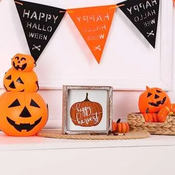 Rustic FESTWIND Fall Decor - Happy Harvest Pumpkin Sign
