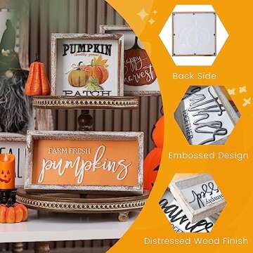 Rustic FESTWIND Fall Decor - Happy Harvest Pumpkin Sign