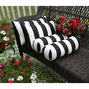 Resort Spa Home Decor Indoor/Outdoor Set of 4 Decorative Bolster/Neckroll and Rectangle/Lumbar Pillo...