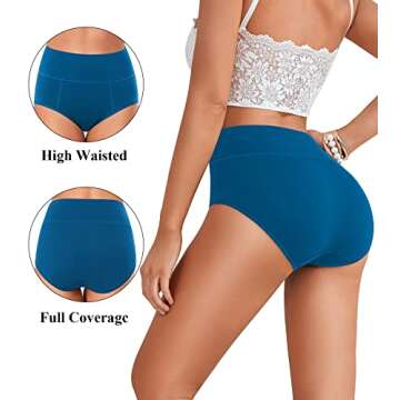 ASIMOON Women's Cotton Underwear, High Waisted Underwear Tummy Control Postpartum C section Ladies Briefs Panties S