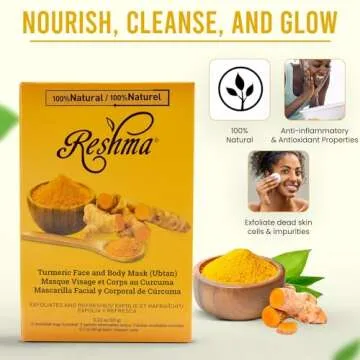 Reshma Beauty Turmeric Face Mask (Ubtan) | All Natural Ingredients - Barley Seed, Gram Seed, Turmeric, and Sandalwood | Brightening and Hydrating Mask | Haldi Ceremony Powder | (Pack of 12), 2.12 oz