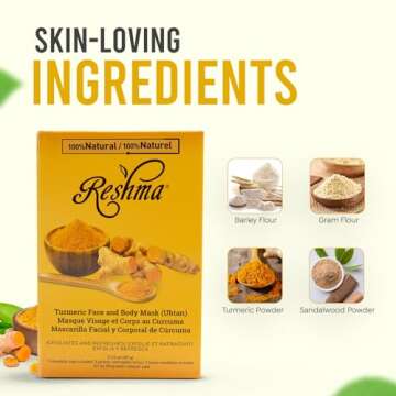 Reshma Beauty Turmeric Face Mask (Ubtan) | All Natural Ingredients - Barley Seed, Gram Seed, Turmeric, and Sandalwood | Brightening and Hydrating Mask | Haldi Ceremony Powder | (Pack of 12), 2.12 oz