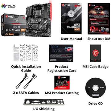 MSI Arsenal Gaming AMD Ryzen 2ND and 3rd Gen AM4 M.2 USB 3 DDR4 DVI HDMI Crossfire ATX Motherboard (B450 TOMAHAWK MAX II)