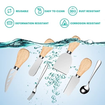 LifeMusican Wooden Cheese Spreader Knife Set for Entertaining