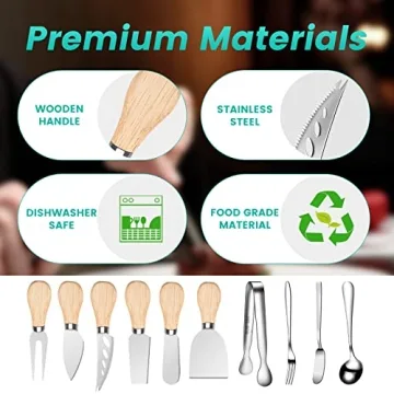 LifeMusican Wooden Cheese Spreader Knife Set for Entertaining