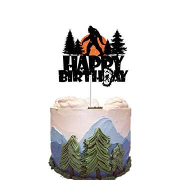 Bigfoot Cake Topper for Boys Girls Kids Men Sasquatch Crossing Party Supplies Camping Jungle Theme Party Decorations Big Foot Monster Ape Birthday Cake Decorations