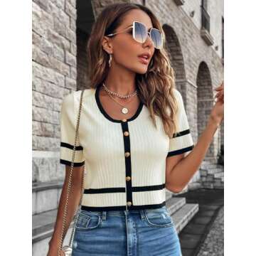 Milumia Cropped Short Sleeve Knit Top for Women