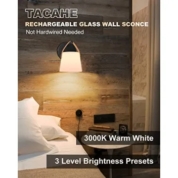 TACAHE Rechargeable Wall Light with 3 Brightness Settings