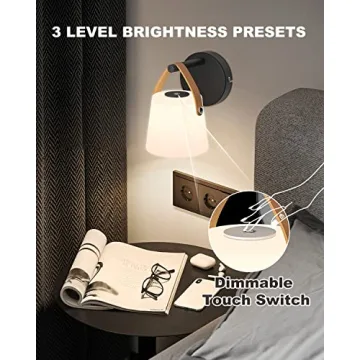 TACAHE Rechargeable Wall Light with 3 Brightness Settings