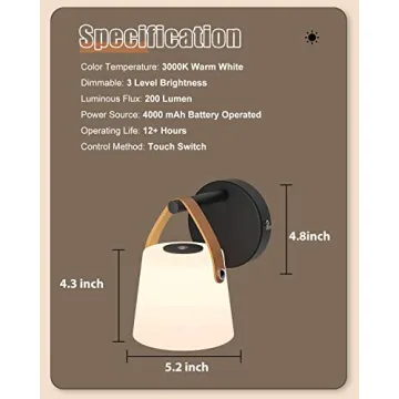 TACAHE Rechargeable Wall Light with 3 Brightness Settings