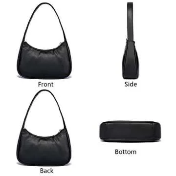lapsting Small Purse for Women Mini Shoulder Bags Black Clutch Handbags Y2k Fashion PU Leather Purses