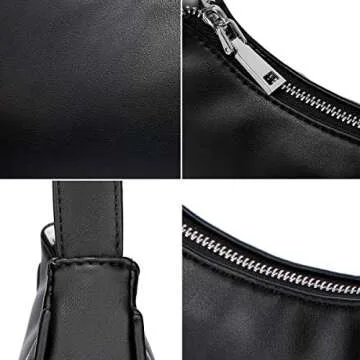 lapsting Small Purse for Women Mini Shoulder Bags Black Clutch Handbags Y2k Fashion PU Leather Purses