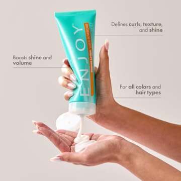 Enjoy Shaping Curly Hair Styling Cream - Adds Volume, Lightweight Curl Defining Finish, Anti-Frizz, ...