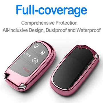 Jeep Key Fob Cover with Leather Keychain for Durability