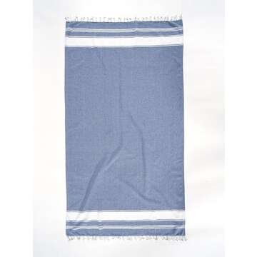 LANE LINEN Beach Towels 4 Pack Oversized - Turkish Towel Set, Pre-Washed Oversized Beach Towel, Quick Dry Beach Towels for Travel, Beach Towel Large, Sand Free Towel,39"x71" - Forever Blue