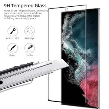 [2+2 Pack] for Samsung Galaxy S22 Ultra 5G Screen Protector Tempered Glass Camera Lens Protector,Touch Sensitive,Fingerprint Support,9H Hardenss