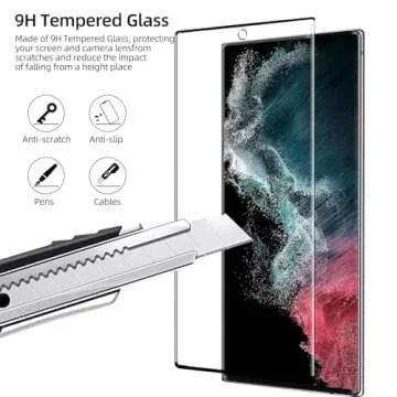 [2+2 Pack] for Samsung Galaxy S22 Ultra 5G Screen Protector Tempered Glass Camera Lens Protector,Touch Sensitive,Fingerprint Support,9H Hardenss