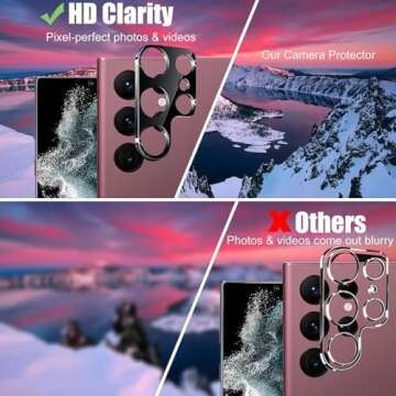 [2+2 Pack] for Samsung Galaxy S22 Ultra 5G Screen Protector Tempered Glass Camera Lens Protector,Touch Sensitive,Fingerprint Support,9H Hardenss