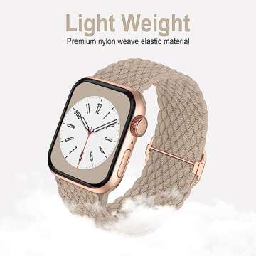 Braided Solo Loop Compatible with Apple Watch Band 38mm 40mm 41mm 42mm 44mm 45mm 46mm 49mm for Women...