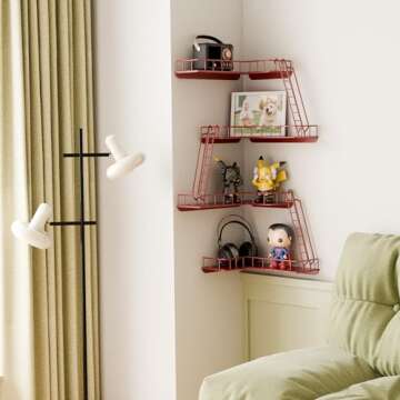 WOPITMER Fire Escape Wall Shelf - Modern City Style 4-Tier Corner Wall Shelves, Easy to Install Meta...