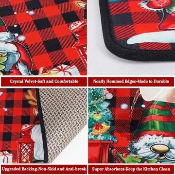 Merry Christmas Kitchen Mats Set of 2 - Festive Decor