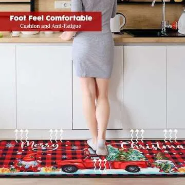 Merry Christmas Kitchen Mats Set of 2 - Festive Decor