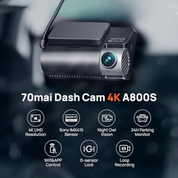 70mai A800S 4K Dash Cam with Premium Night Vision and GPS