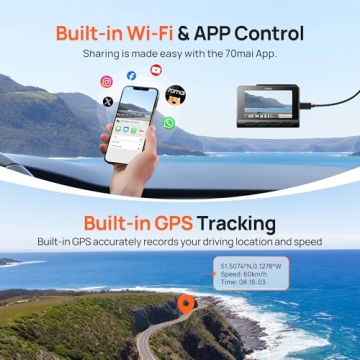 70mai A800S 4K Dash Cam with WiFi and ADAS Features