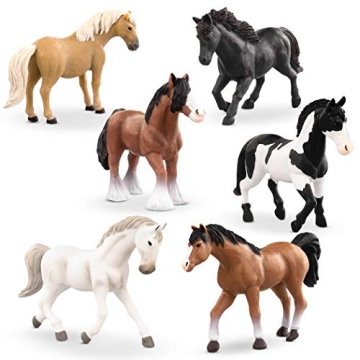 Terra by Battat - Realistic Horse Figurines Set - 6 Detailed 6-Inch Animal Toys with Arabian, Clydes...