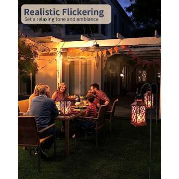 SHYMERY Solar Lanterns, Hanging Outdoor Lantern with Lasts 2X Longer LED Flickering Flameless Candle...