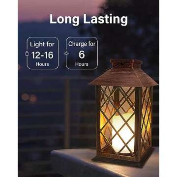 SHYMERY Solar Lanterns, Hanging Outdoor Lantern with Lasts 2X Longer LED Flickering Flameless Candles, Waterproof Outdoor Garden Lanterns Decorative for Patio, Porch,Deck, Yard, Table Decor 2 Pack