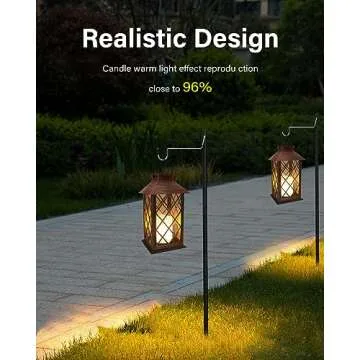 SHYMERY Solar Lanterns, Hanging Outdoor Lantern with Lasts 2X Longer LED Flickering Flameless Candles, Waterproof Outdoor Garden Lanterns Decorative for Patio, Porch,Deck, Yard, Table Decor 2 Pack