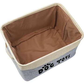 Stylish Gray Dog Toy Storage Basket by PET ARTIST