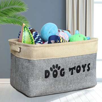 Stylish Gray Dog Toy Storage Basket by PET ARTIST