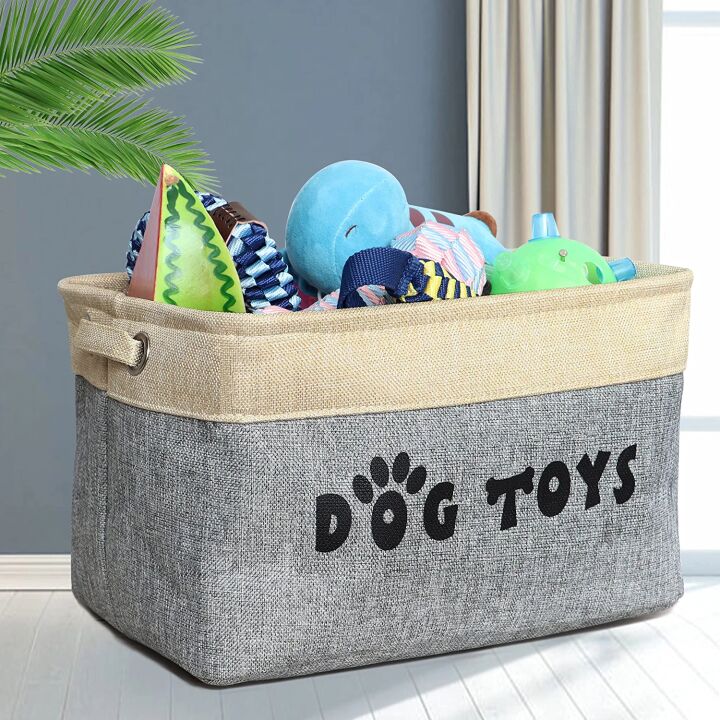 Stylish Gray Dog Toy Storage Basket by PET ARTIST