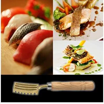 Kwizing [Made in Japan] Fish Scaler Brush with Brass Serrated Sawtooth and Ergonomic Wooden Handle - Easily Remove Fish Scales Without Fuss Or Mess - Handcrafted by Japanese Artisans
