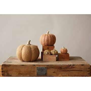 Creative Co-Op Wool Pumpkin with Resin Stem, Light Orange