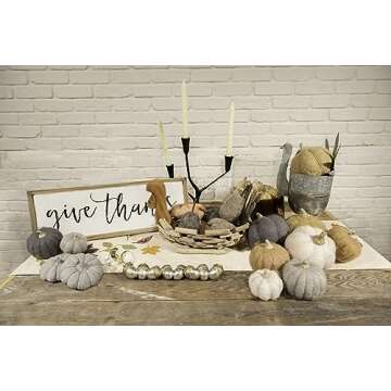 Creative Co-Op Wool Pumpkin with Resin Stem, Light Orange