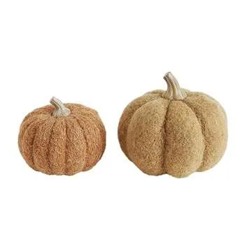Creative Co-Op Wool Pumpkin with Resin Stem, Light Orange