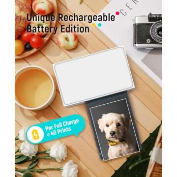 Liene White M200 4x6'' Photo Printer Battery Edition, Wireless Photo Printer for iPhone Android, Dye...