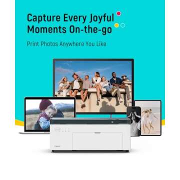 Liene White M200 4x6'' Photo Printer Battery Edition, Wireless Photo Printer for iPhone Android, Dye Sublimation Printing Full-Color Photo 20-Sheet, Portable Picture Printer Ideal for Travel Home Use