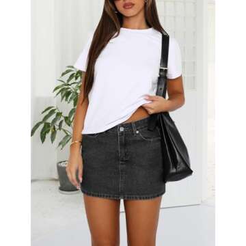 DEICAEVO Denim Skort Skirts Women Casual Mini Jean Skirt Stretch Low Waisted Jean Skirt for Women Zip Fly Denim Skirt Black S