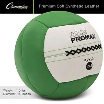 Champion Sports RPX10 Rhino Promax Slam Balls, 10 lb, Soft Shell with Non-Slip Grip, Medicine Wall E...
