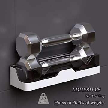 UIFER 2-Pack Adhesive Shower Caddy, Shower Shelves with Hooks, No Drilling Shower Racks for Inside Shower & Kitchen Storage