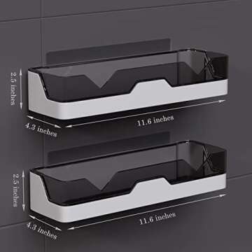 UIFER 2-Pack Adhesive Shower Caddy, Shower Shelves with Hooks, No Drilling Shower Racks for Inside Shower & Kitchen Storage