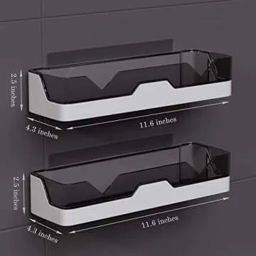 UIFER 2-Pack Adhesive Shower Caddy, Shower Shelves with Hooks, No Drilling Shower Racks for Inside Shower & Kitchen Storage